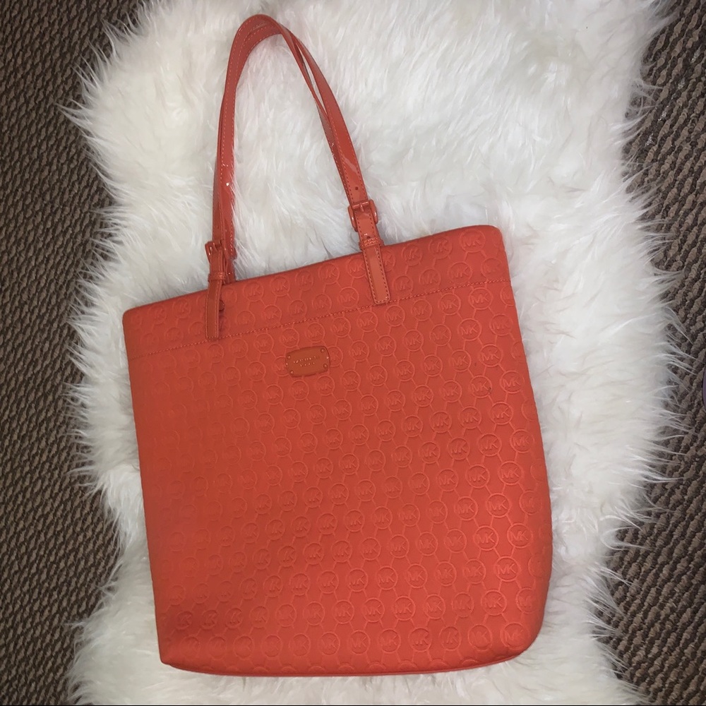 Orange Michael Kors Fabric Tote